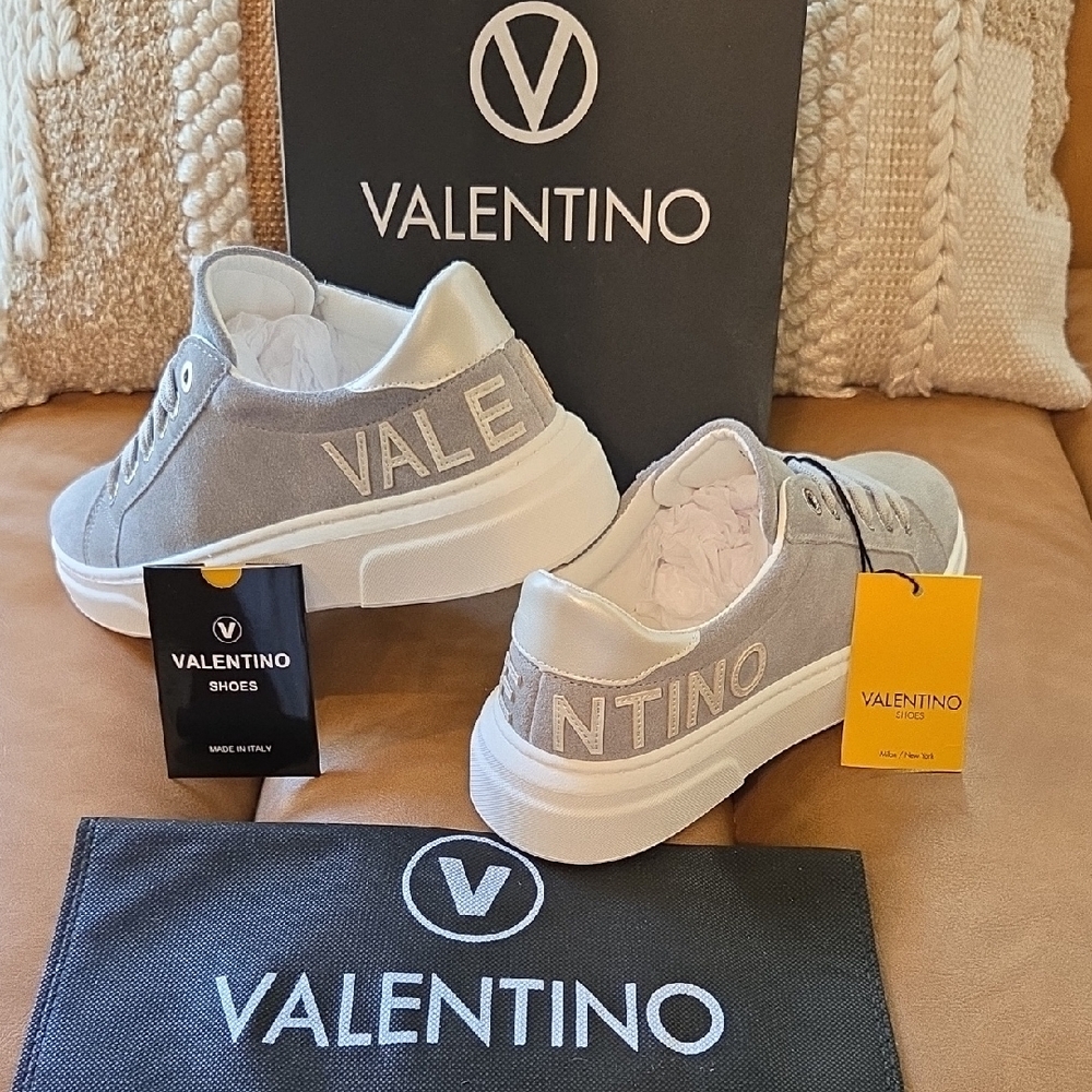 Valentino Alice Grey Suede Sneakers